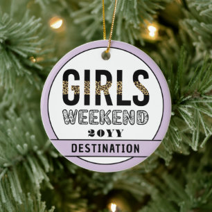 Ornamento De Cerâmica Férias de Viagem de Meninas de Fim de Semana Perso