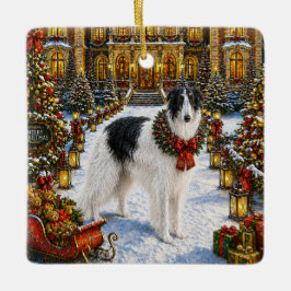Ornamento De Cerâmica Férias do Borzoi