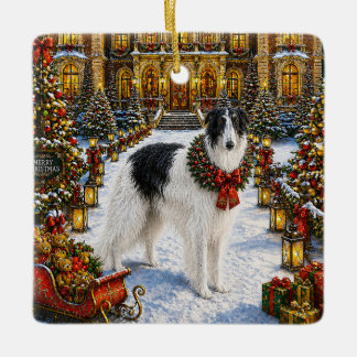 Ornamento De Cerâmica Férias do Borzoi