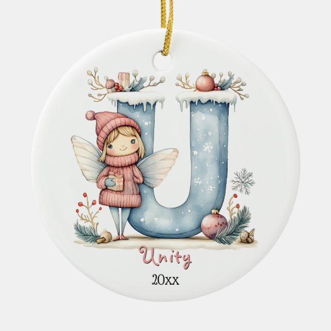 Ornamento De Cerâmica Férias Fadas Fáteas Férias Iniciais Férias Persona (Frente)