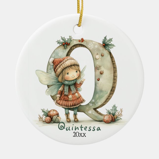 Ornamento De Cerâmica Férias Fadas Fáteas Férias Iniciais Férias Persona (Frente)