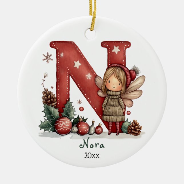 Ornamento De Cerâmica Férias Fadas Fáteas Férias Iniciais Férias Persona (Frente)