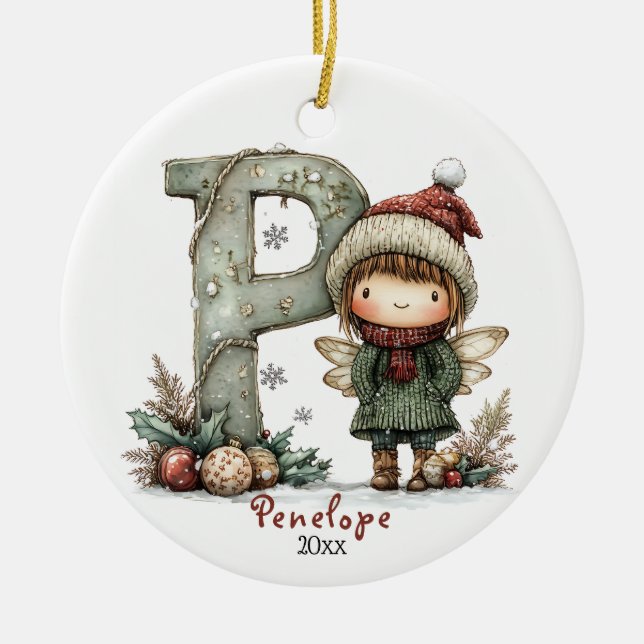 Ornamento De Cerâmica Férias Fadas Fáteas Férias Iniciais Férias Persona (Frente)