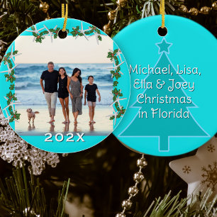 Ornamento De Cerâmica Férias Familiares de Praia de Natal Tropical