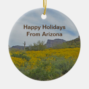 Ornamento De Cerâmica Férias Felizes Flor Silvestre do Deserto Arizona N