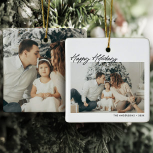 Ornamento De Cerâmica Férias Felizes Modernas Mensagem Personalizada 2-F