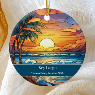 Ornamento De Cerâmica Férias Largo Beach da Chave da Família Personaliza