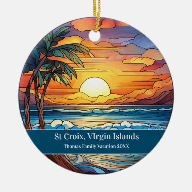 Ornamento De Cerâmica Férias na Praia de St Croix (Frente)