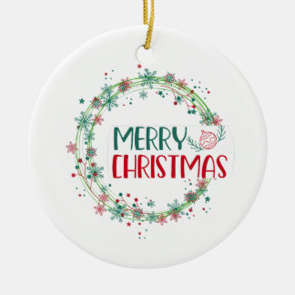 Ornamento De Cerâmica Férias Tradicionais: Feliz Clássica ChrisMas Wreat