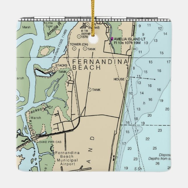 Ornamento De Cerâmica Fernandina Beach FL Cerâmica Ornament (Verso)