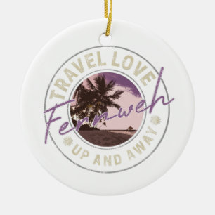 Ornamento De Cerâmica Fernweh Palm E Souvenir Viagens vintage De Praia