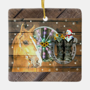Ornamento De Cerâmica Ferradura de Cavalo de Natal Vagão de Roda Galinh