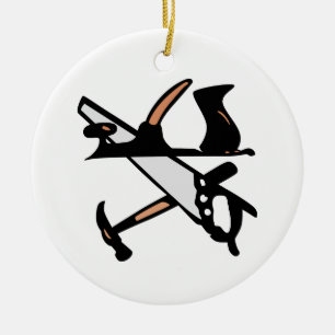 Ornamento De Cerâmica Ferramentas de trabalho em madeira