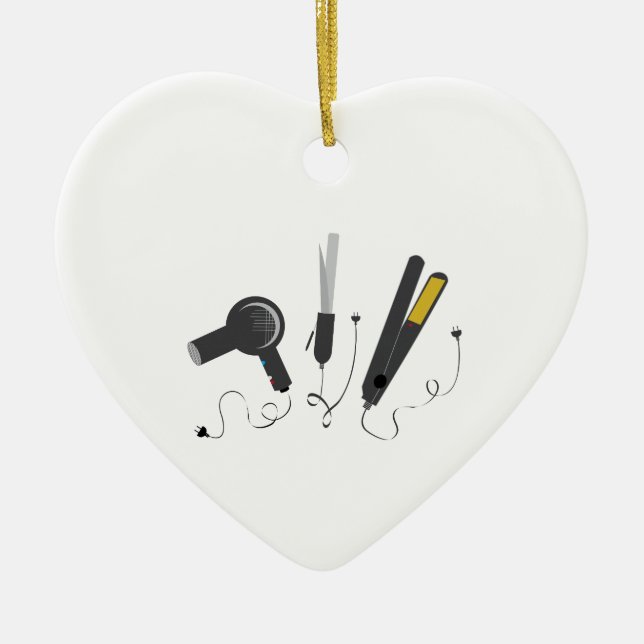 Ornamento De Cerâmica Ferramentas do cabeleireiro (Frente)