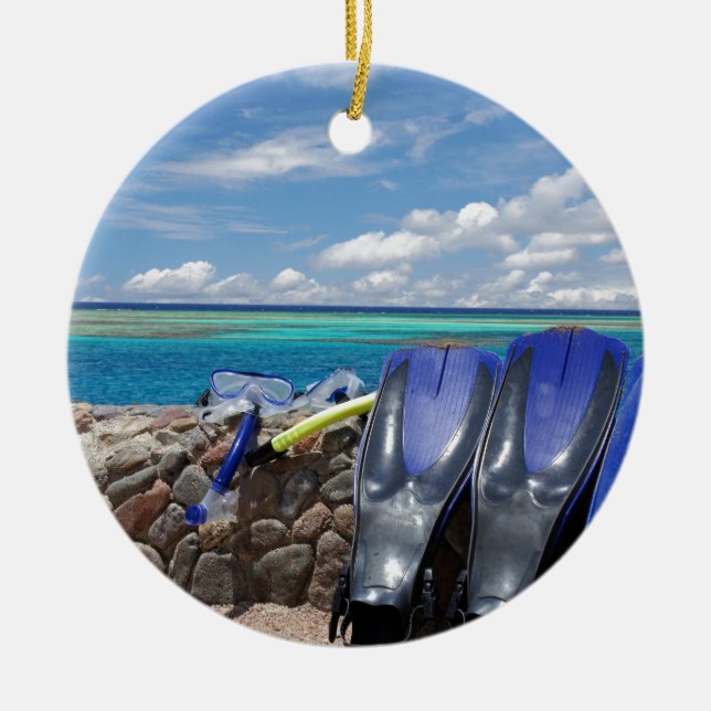 Ornamento De Cerâmica ferramentas snorkeling (Frente)