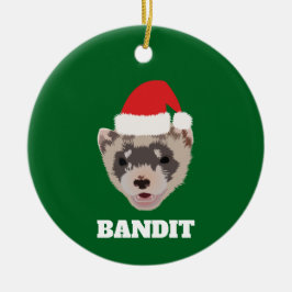 Ornamento De Cerâmica Ferret de Natal Personalizado