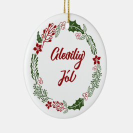 Ornamento De Cerâmica Ferry Christmas Wreath, Ilhas Faroé, Gleðilig Jól