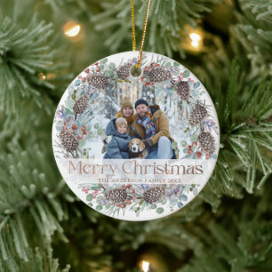 Ornamento De Cerâmica Fesath Wreath Feliz Natal e Foto