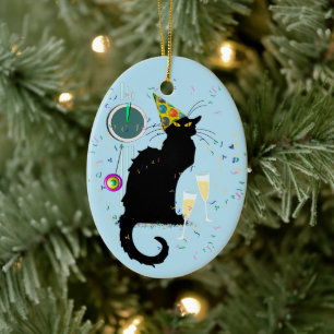Ornamento De Cerâmica Festa de Ano Novo Le Chat Noir