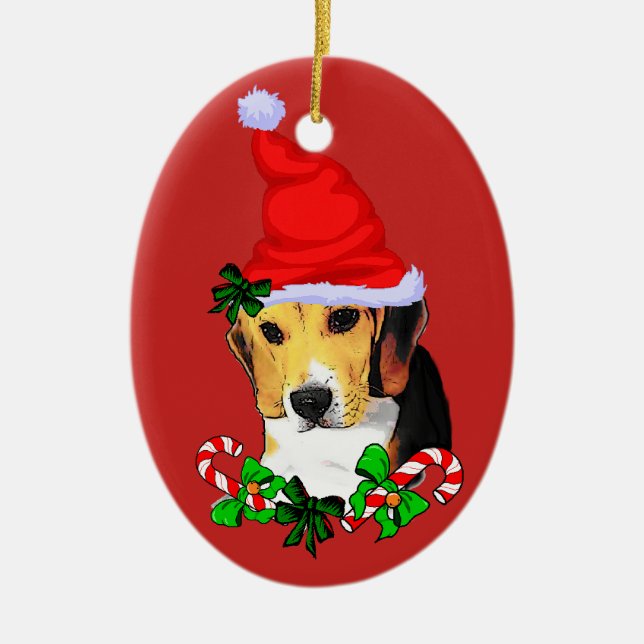 Ornamento De Cerâmica Festa de Beagle (Frente)