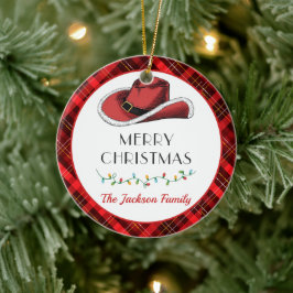 Ornamento De Cerâmica Festa de Chapéu do Natal Ocidental