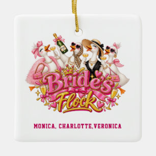 Ornamento De Cerâmica Festa de Despedida de Solteira da Noiva com seu Re