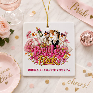 Ornamento De Cerâmica Festa de Despedida de Solteira da Noiva com seu Re