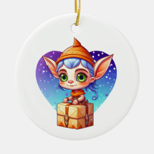 Ornamento De Cerâmica Festa de Elfo Personalizada