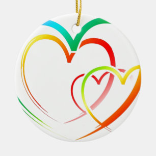 Ornamento De Cerâmica Festa de Escritório Paz Amor Obrigado Padrão Color
