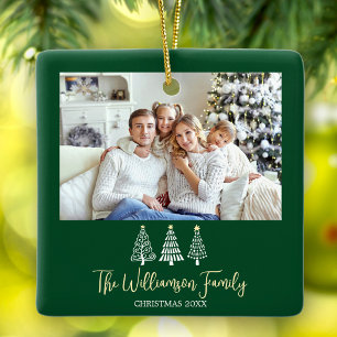 Ornamento De Cerâmica Festa de Fotos de Família no Natal em Árvores Fest