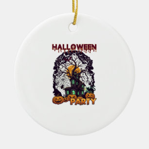 Ornamento De Cerâmica Festa de Halloween Casa Assombrada Árvore Abóboras
