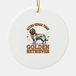 Ornamento De Cerâmica Festa de Halloween do Golden Retriever Fantasia de