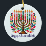 Ornamento De Cerâmica Festa de Luzes Hanukkah<br><div class="desc">Brilhe a celebração de Chanucá com a nossa coleção exclusiva do Festival das Luzes! Explore cartas de Chanucá maravilhosamente projetadas, roupa confortável e festivo, e decoração elegante para trazer calor a cada noite do feriado. Perfeito para doar ou aprimorar sua própria celebração, nossa coleção captura o espírito de Chanucá com...</div>