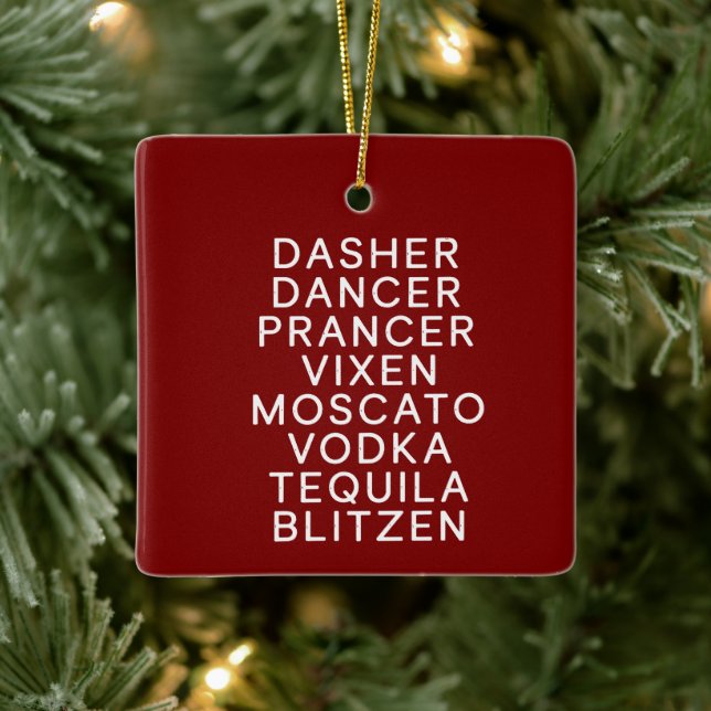 Ornamento De Cerâmica Festa de Natal com Bebida Dasher Dancer  (Árvore)