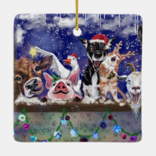 Ornamento De Cerâmica Festa de natal da música animal