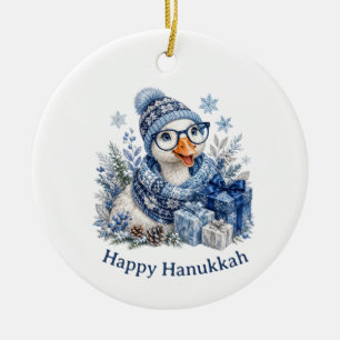 Ornamento De Cerâmica Festa de Natal de Inverno Adorável Ganso de Hanukk
