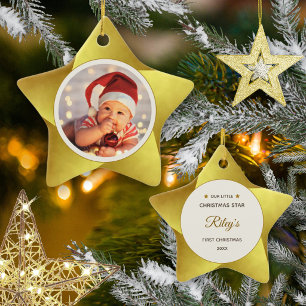 Ornamento De Cerâmica Festa de Natal do Bebê Estrela Dourada Moderna Pri