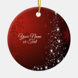 Ornamento De Cerâmica Festa de Natal White Stars Tree Red Snowflakes