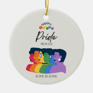 Ornamento De Cerâmica Festa do Mês do ORGULHO LGBTQ da Aquarela