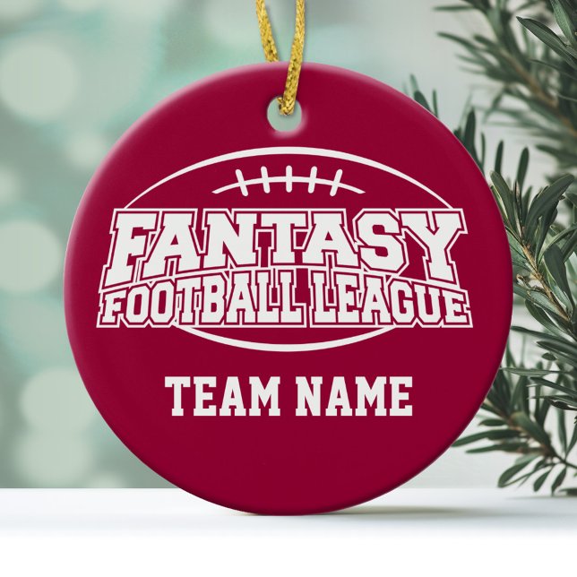 Ornamento De Cerâmica Festa Fantástica de Futebol (Personalized Christmas Ornament - Fantasy Football League)