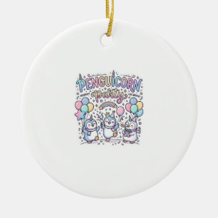 Ornamento De Cerâmica Festa Penguicórnio Unicórnio Vetor Premium Des