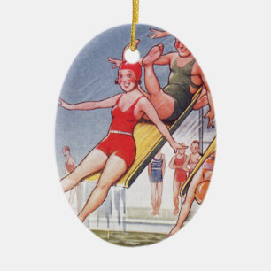 Ornamento De Cerâmica Festa piscina Vintage Natação Verão