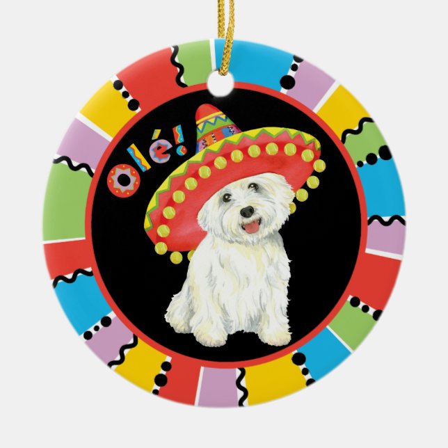 Ornamento De Cerâmica Festa Westie (Frente)