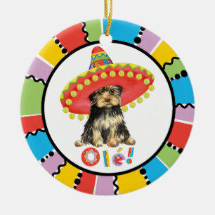 Ornamento De Cerâmica Festa Yorkie