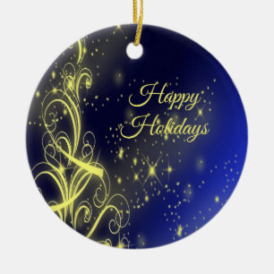 Ornamento De Cerâmica Festas de Árvore de Natal Douradas Estrelas Marinh