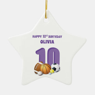 Ornamento De Cerâmica Festas de Esportes de Aniversário do 10º Anivers