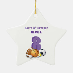 Ornamento De Cerâmica Festas de Esportes de Aniversário do 8.º Anivers