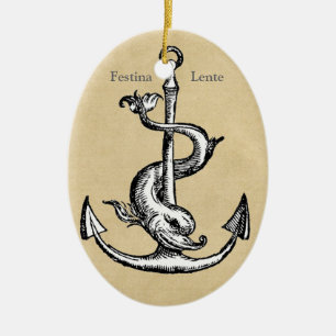 Ornamento De Cerâmica Festina Lente - Faça o castor lentamente