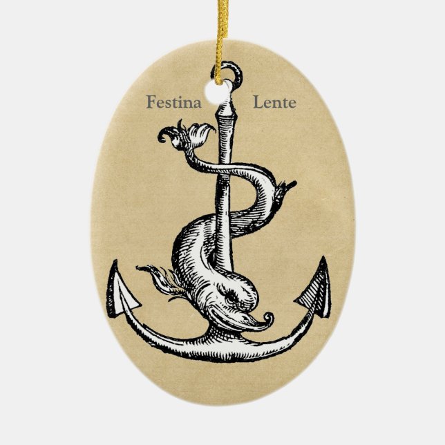 Ornamento De Cerâmica Festina Lente - Faça o castor lentamente (Frente)