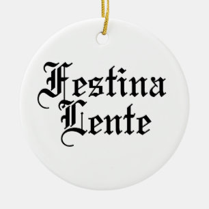 Ornamento De Cerâmica Festina Lente - Torne a Coloração lenta - Frase la